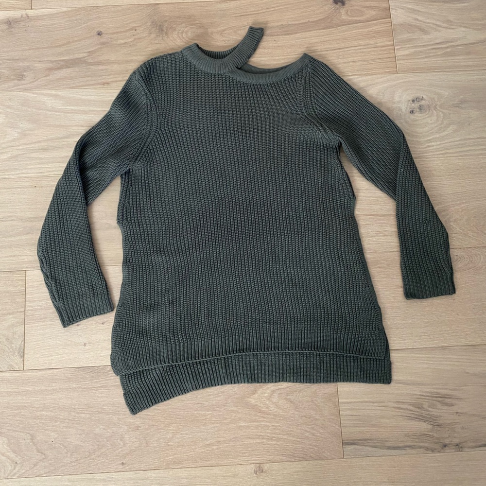 Revolve Knit Neck Slit Sweater with Side Slits
